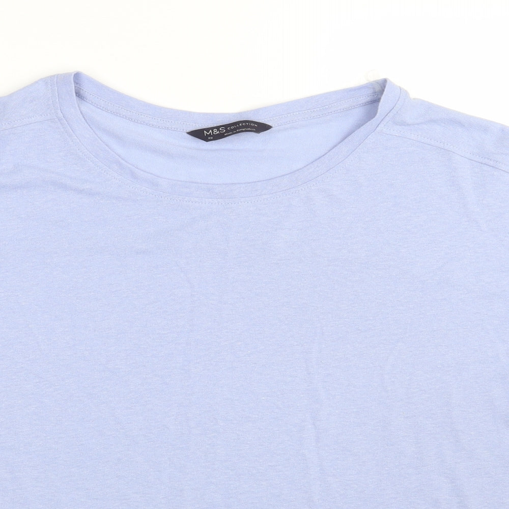 M&S Womens Blue   Basic T-Shirt Size 22