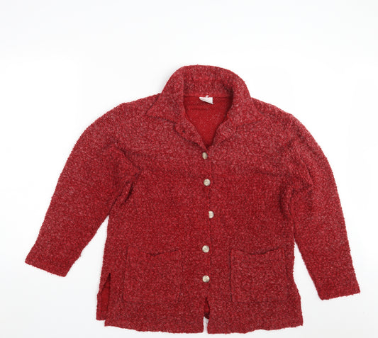 Front view of Classics women’s red jacket blazer, size UK 12
