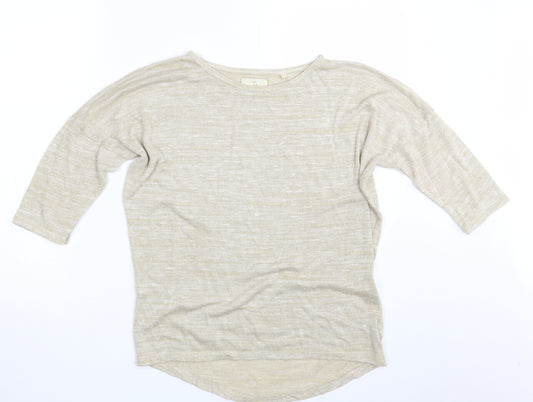 Front view of NEXT women’s gold pullover sweatshirt, size UK 10