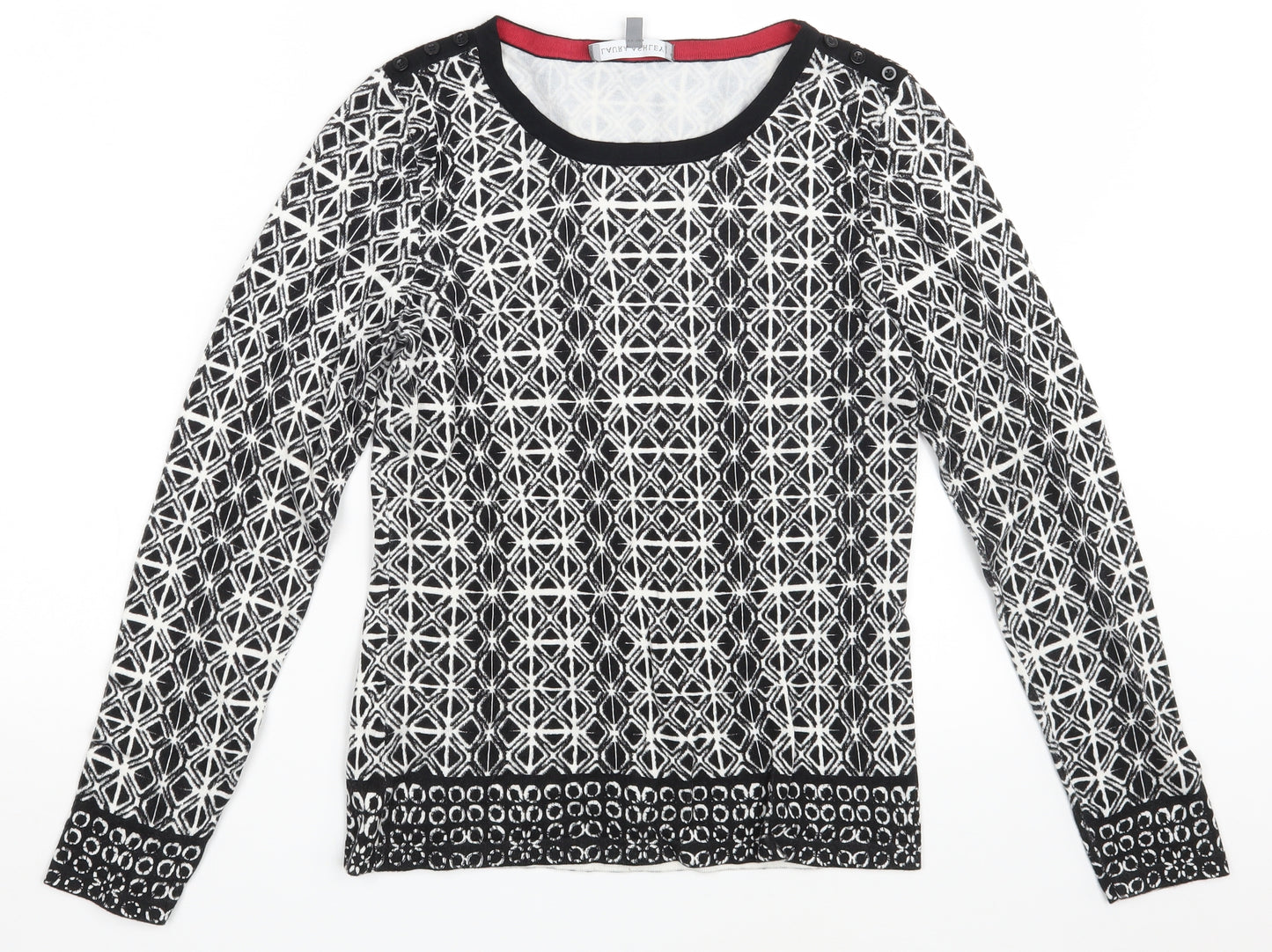 Laura Ashley Womens Black Argyle/Diamond Rayon Pullover Jumper Size 8