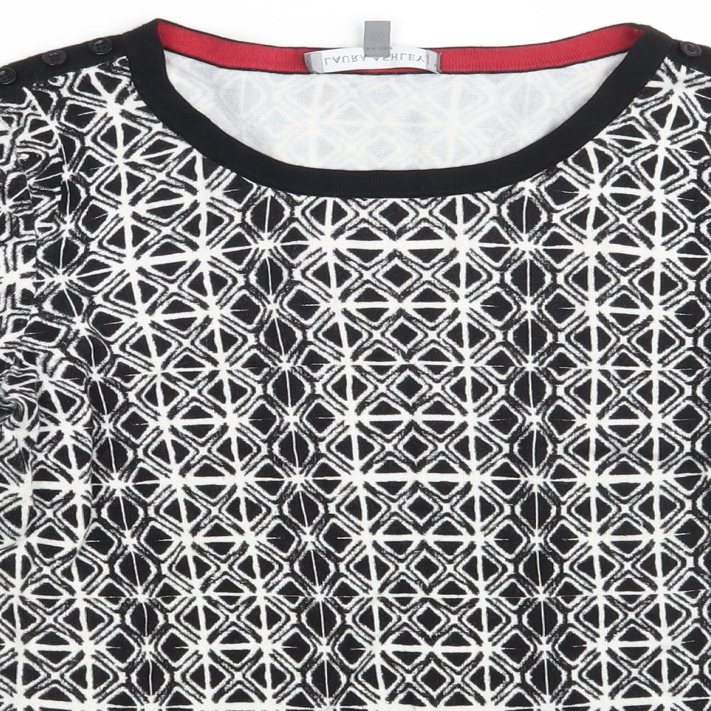 Laura Ashley Womens Black Argyle/Diamond Rayon Pullover Jumper Size 8