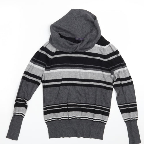 M&S Womens Grey Striped  Pullover Jumper Size 12