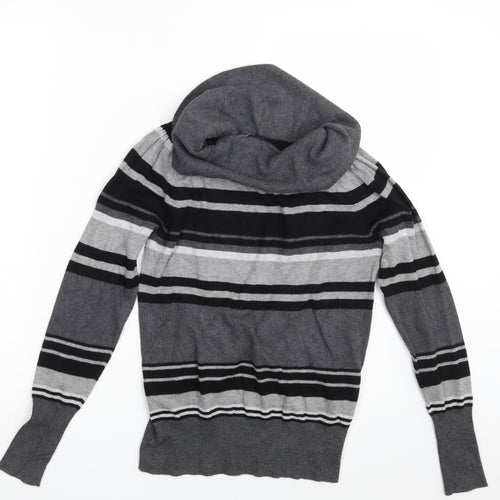 M&S Womens Grey Striped  Pullover Jumper Size 12