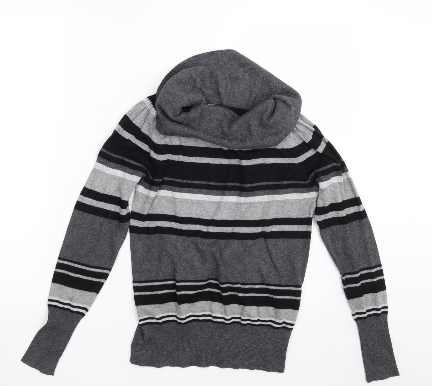 M&S Womens Grey Striped  Pullover Jumper Size 12