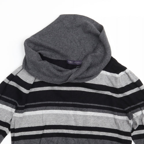 M&S Womens Grey Striped  Pullover Jumper Size 12