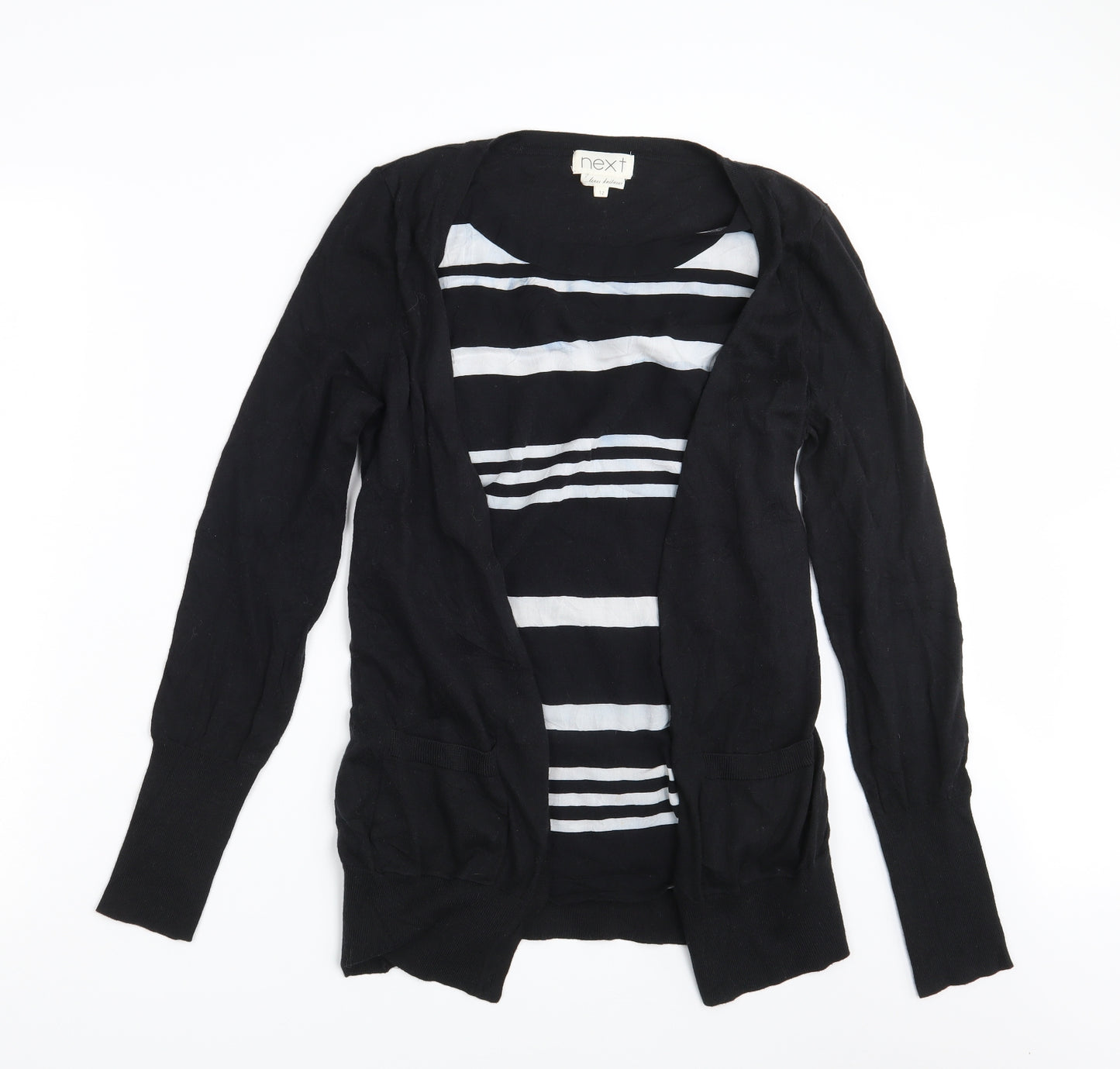 NEXT Womens Black Striped  Wrap Jumper Size 12