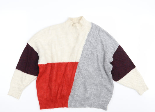 Front view of F&F women’s multicoloured geometric jumper, size UK 10