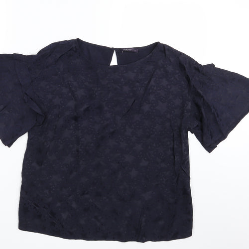 M&S Womens Blue Geometric  Basic Blouse Size 12