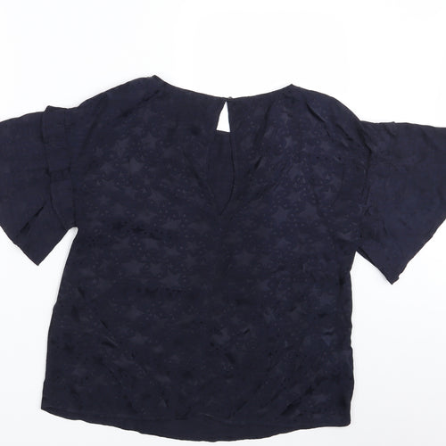 M&S Womens Blue Geometric  Basic Blouse Size 12
