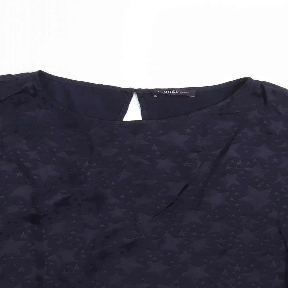 M&S Womens Blue Geometric  Basic Blouse Size 12