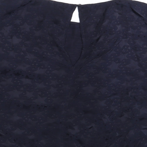 M&S Womens Blue Geometric  Basic Blouse Size 12