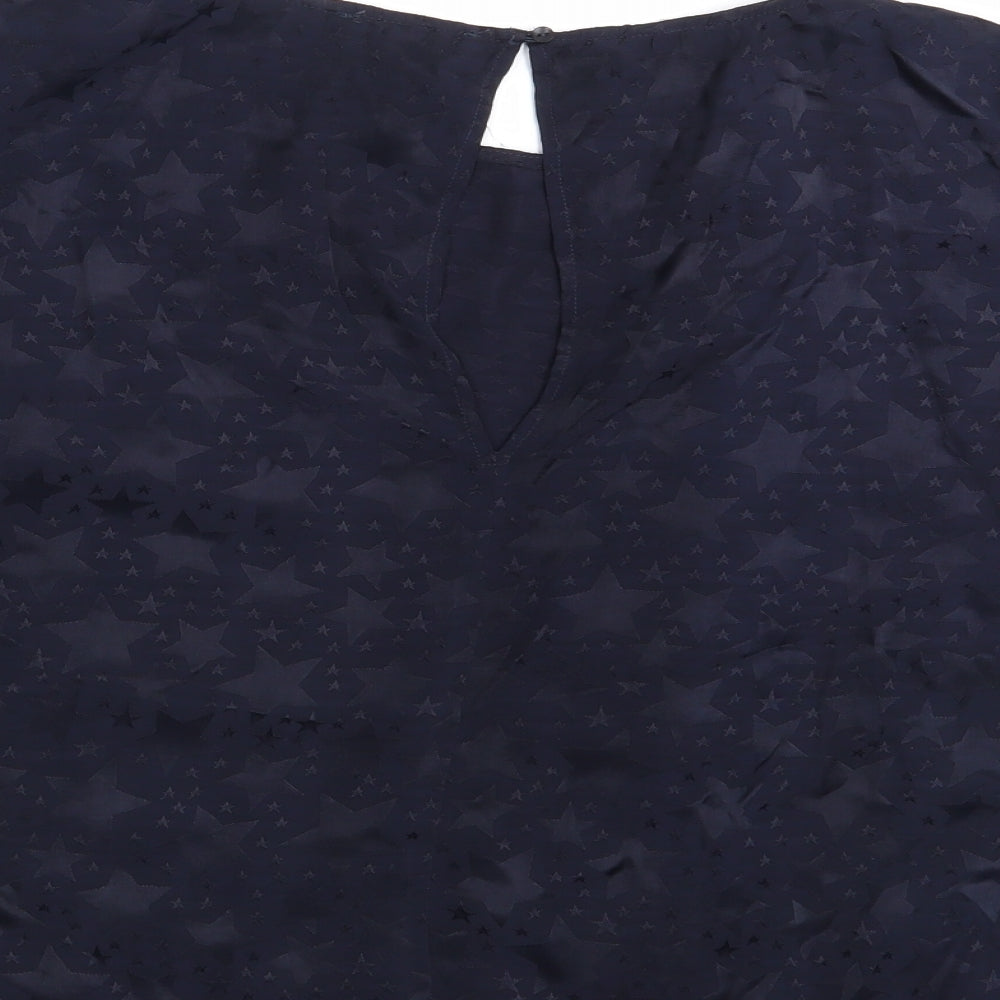 M&S Womens Blue Geometric  Basic Blouse Size 12