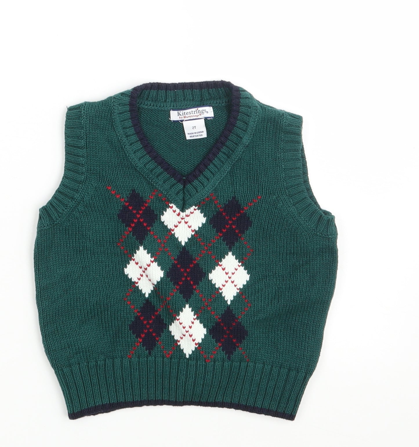 Kitestrings  Boys Green Argyle/Diamond Knit Pullover Jumper Size 24 Months