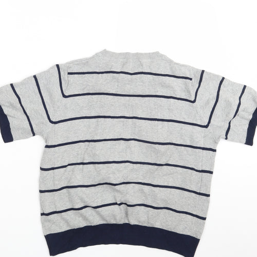 M&S Womens Grey Striped Knit Pullover Sweatshirt Size 16