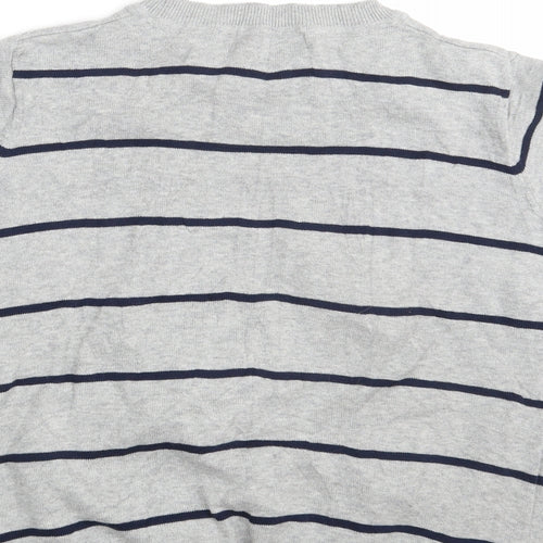 M&S Womens Grey Striped Knit Pullover Sweatshirt Size 16