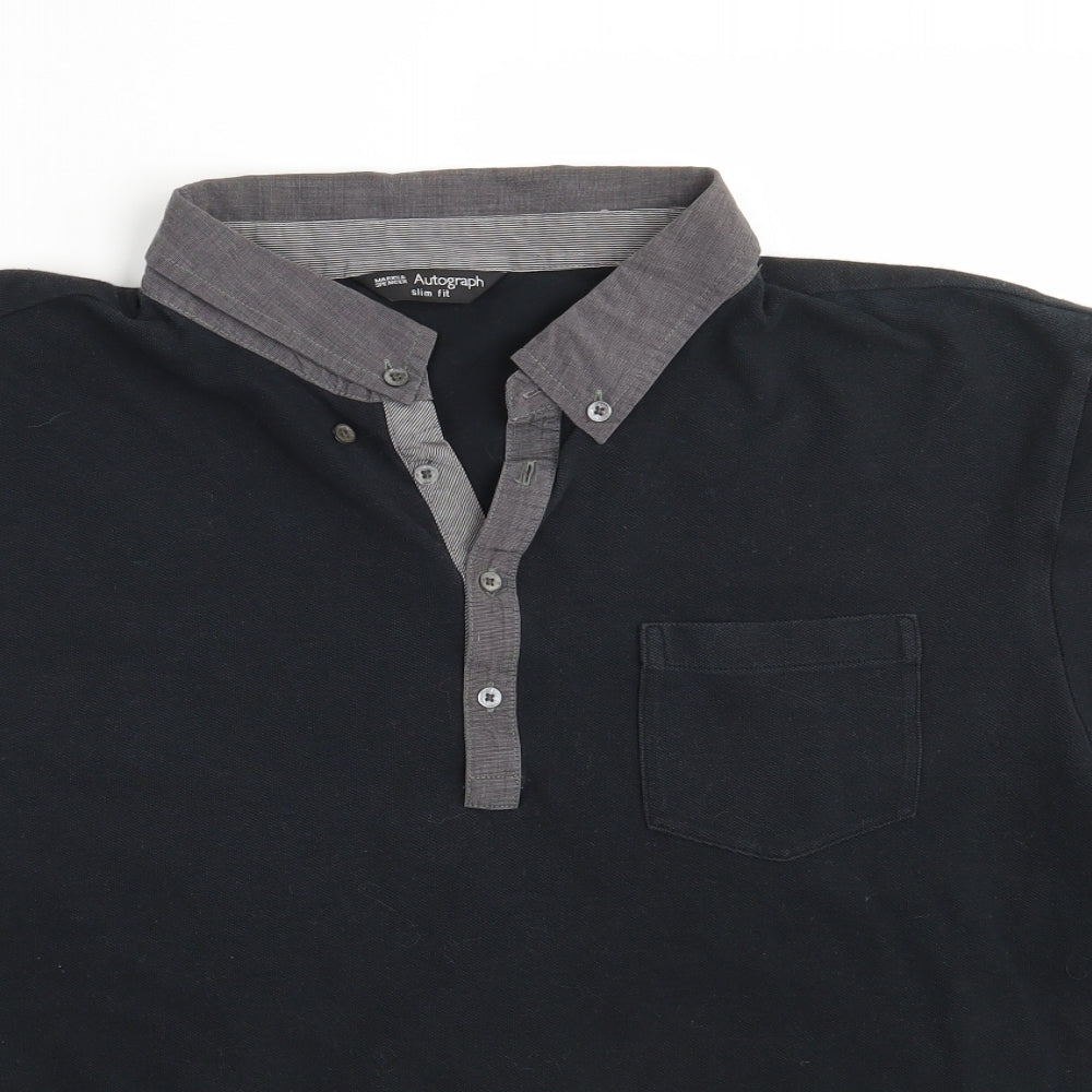 M&S Mens Black    Polo Size XL