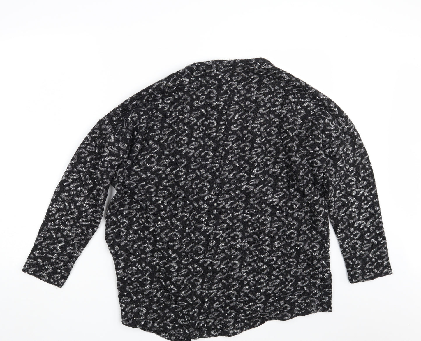 Gina Tricot Womens Black Animal Print  Wrap Jumper Size M