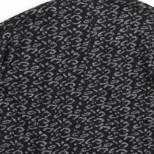 Gina Tricot Womens Black Animal Print  Wrap Jumper Size M