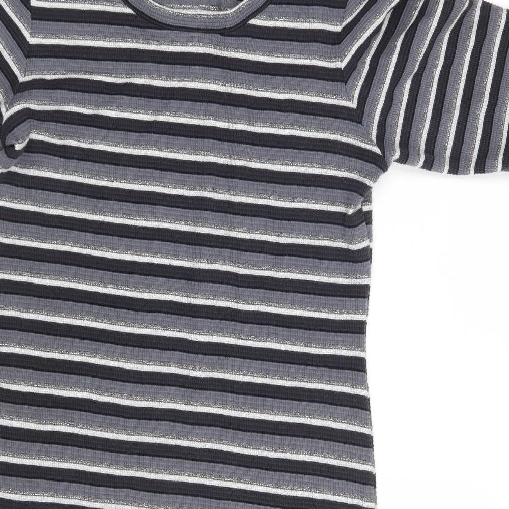 NEXT Womens Grey Striped  Fit & Flare  Size 14