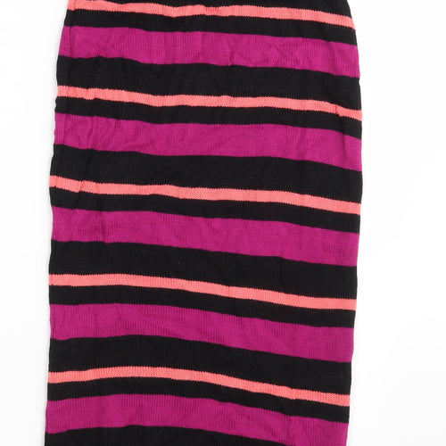PRETTYLITTLETHING Womens Multicoloured Striped Knit Straight & Pencil Skirt Size 12