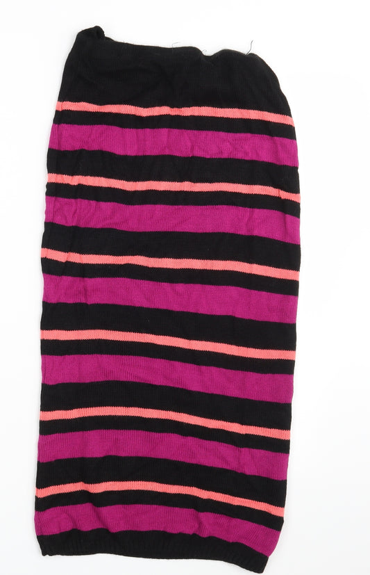 Front view of PRETTYLITTLETHING women’s multicoloured striped knit straight & pencil skirt, size UK 12