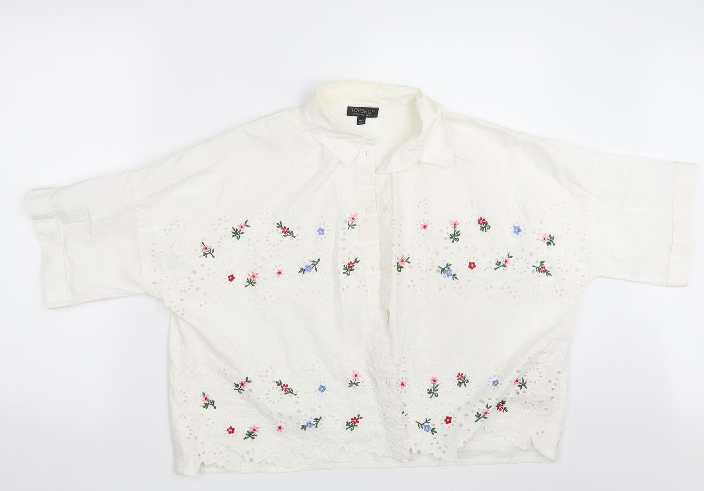 Topshop Womens Ivory Floral  Basic Button-Up Size 12