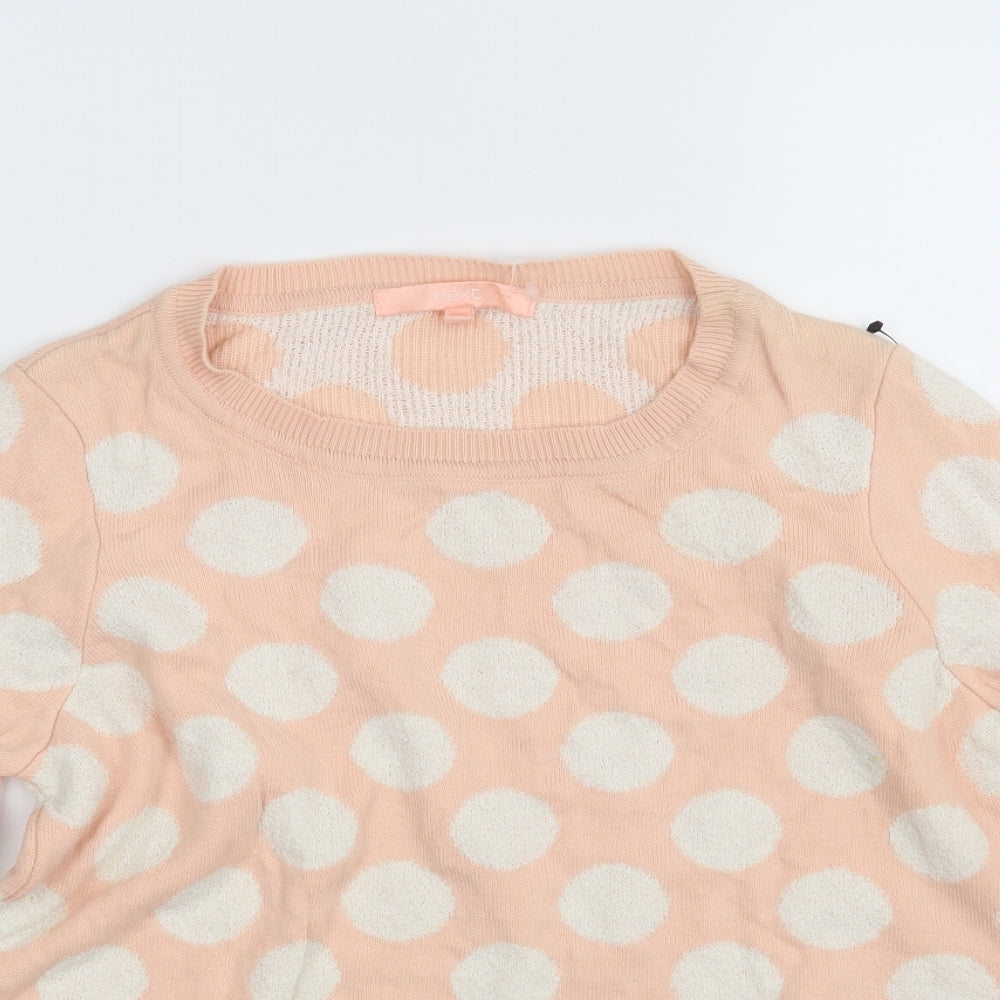 NEXT Womens Pink Polka Dot Knit Pullover Jumper Size 12