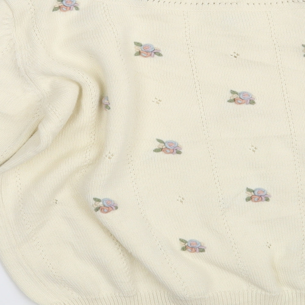 Laura Ashley Womens Beige Floral Knit Pullover Jumper Size L