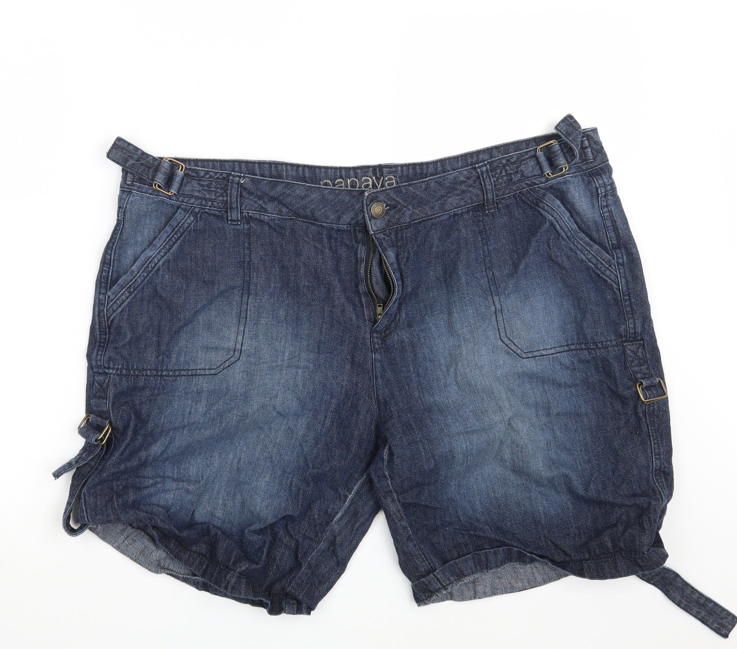 Papaya Womens Blue  Denim Cargo Shorts Size 20