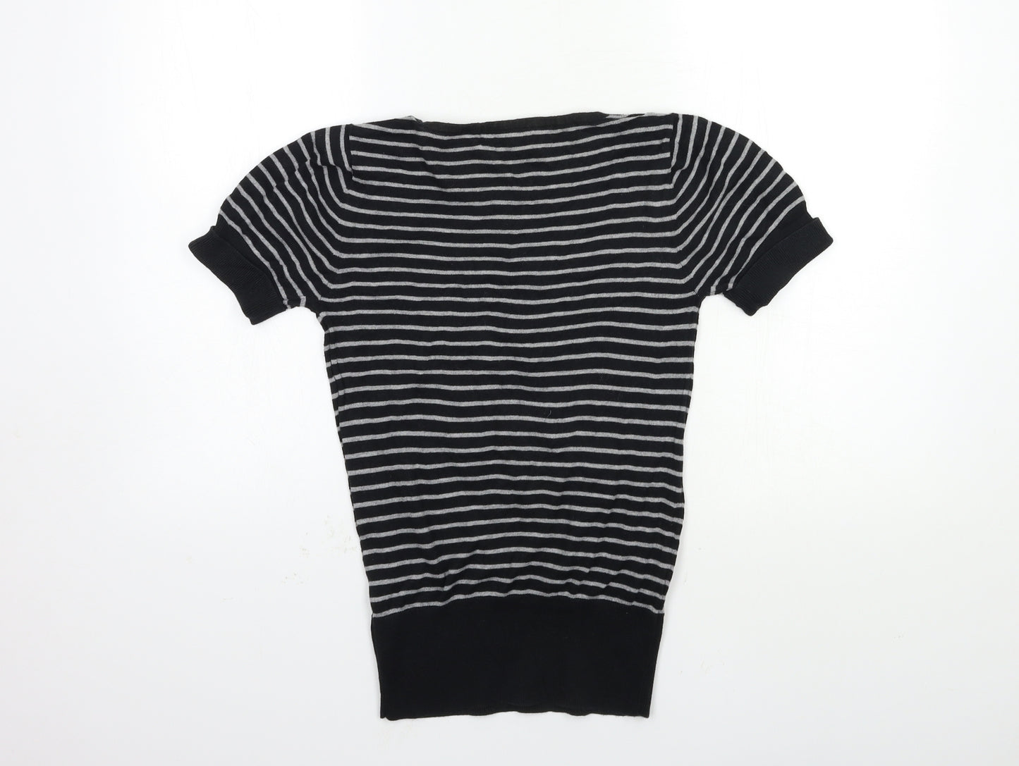 Jasper Conran Womens Black Striped Knit Pullover Jumper Size 10