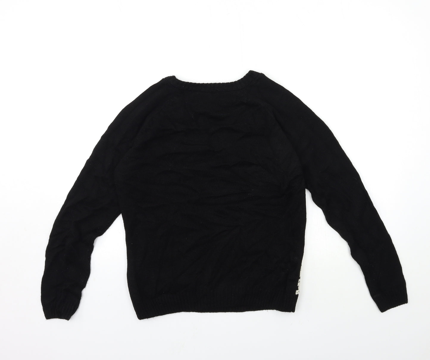 TU Womens Black Floral Knit Pullover Jumper Size 14