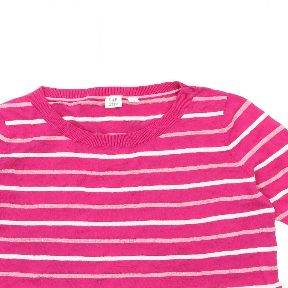 Gap Womens Pink Striped Knit Pullover Jumper Size L