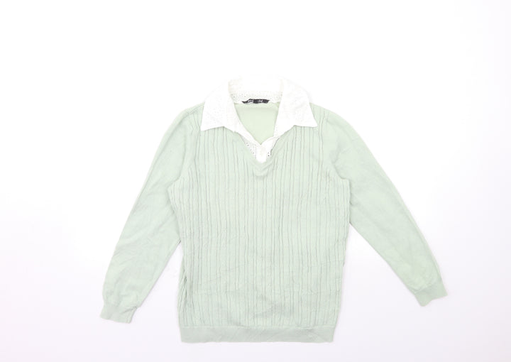 Bonmarché Womens Green Knit Pullover Jumper Size 12