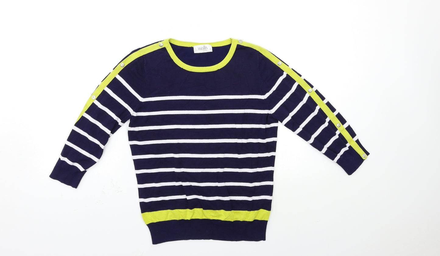 Wallis Womens Blue Striped Knit Pullover Jumper Size 12