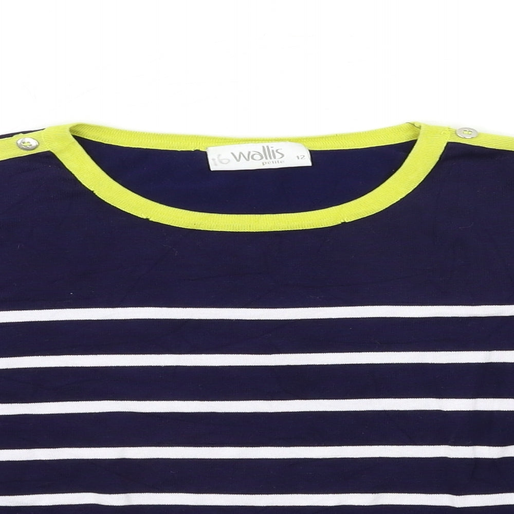 Wallis Womens Blue Striped Knit Pullover Jumper Size 12