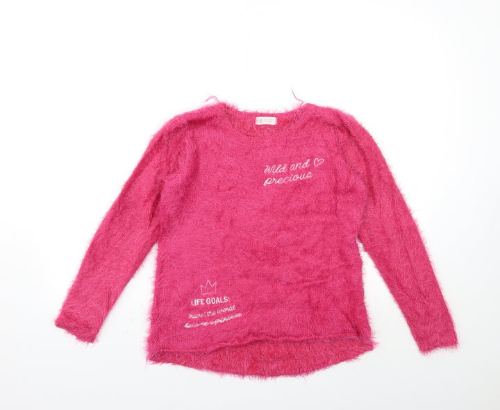 H&M Girls Pink Knit Pullover Jumper Size 11-12 Years - life goals