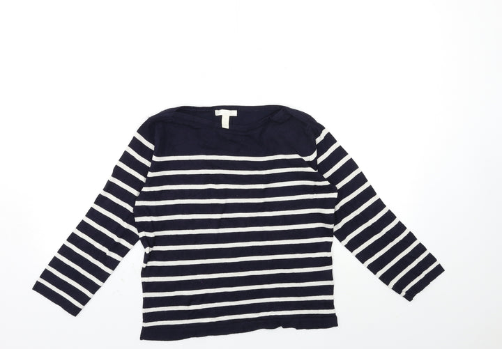 H&M Womens Blue Striped Knit Pullover Jumper Size S