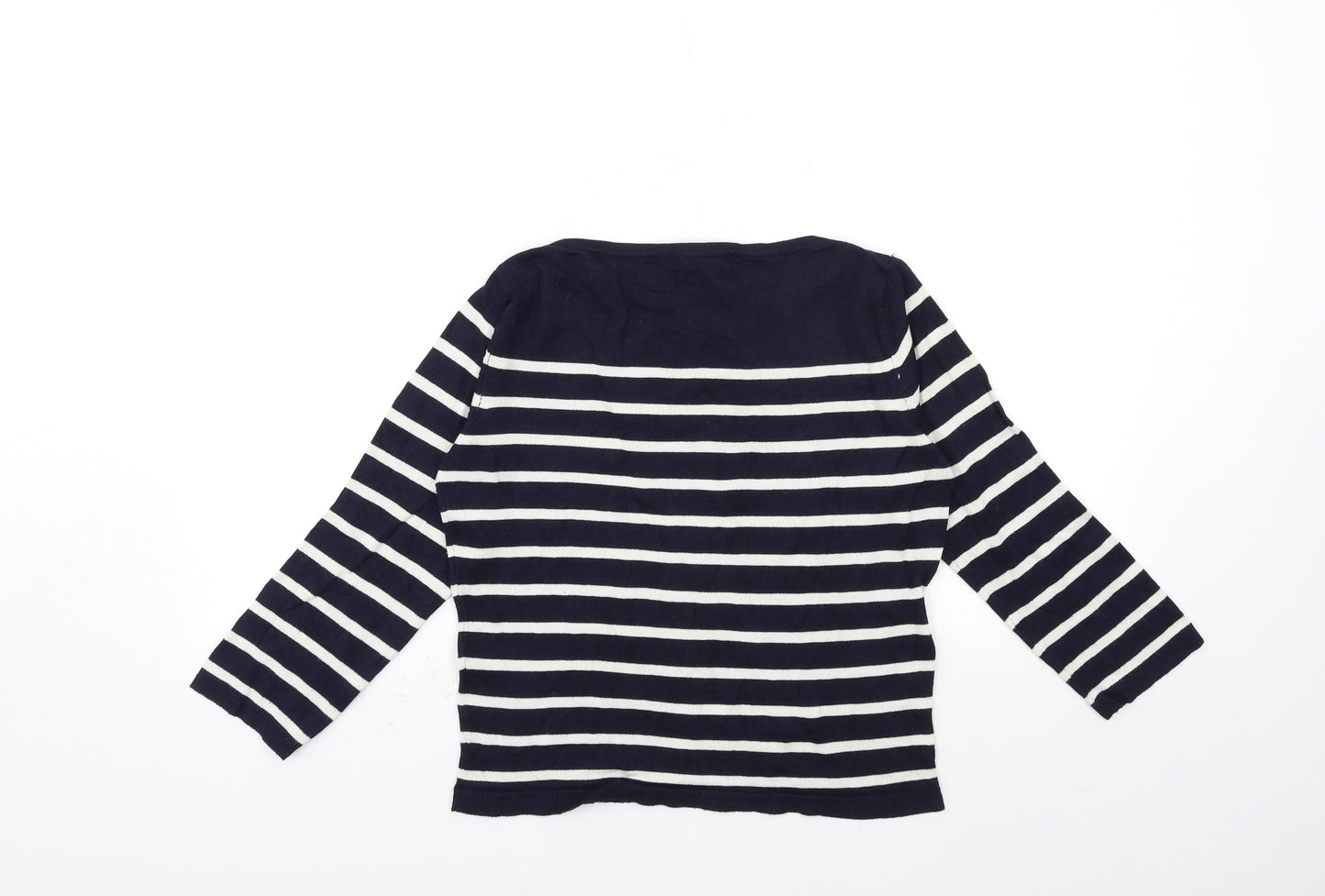 H&M Womens Blue Striped Knit Pullover Jumper Size S