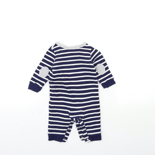 Marks and Spencer Baby Blue Striped Knit Babygrow One-Piece Size 3-6 Months