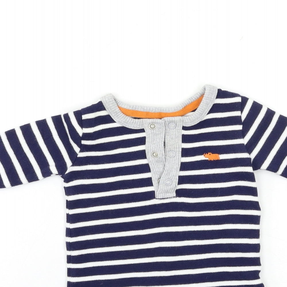 Marks and Spencer Baby Blue Striped Knit Babygrow One-Piece Size 3-6 Months