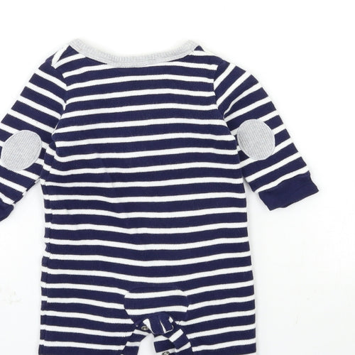 Marks and Spencer Baby Blue Striped Knit Babygrow One-Piece Size 3-6 Months