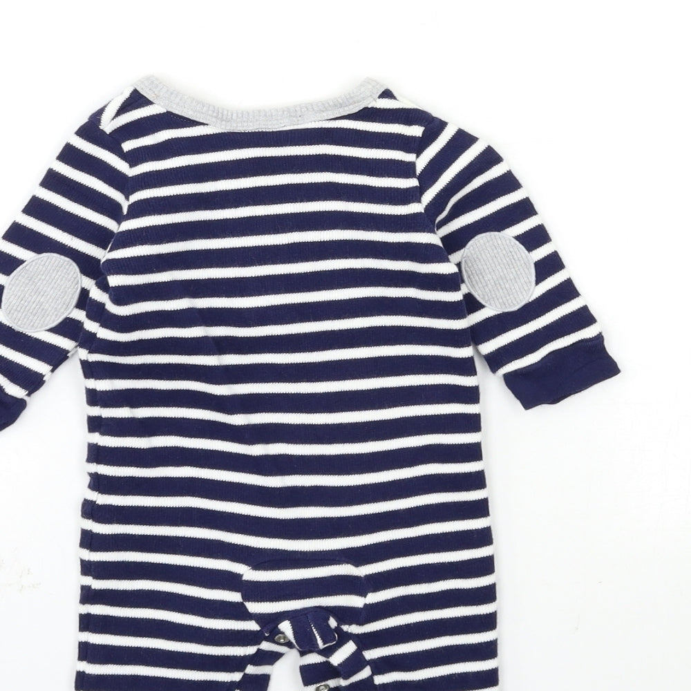 Marks and Spencer Baby Blue Striped Knit Babygrow One-Piece Size 3-6 Months