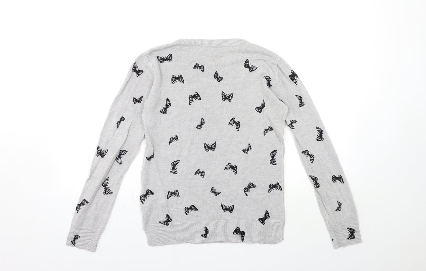 Marks and Spencer Womens Grey Animal Print Knit Pullover Jumper Size 6