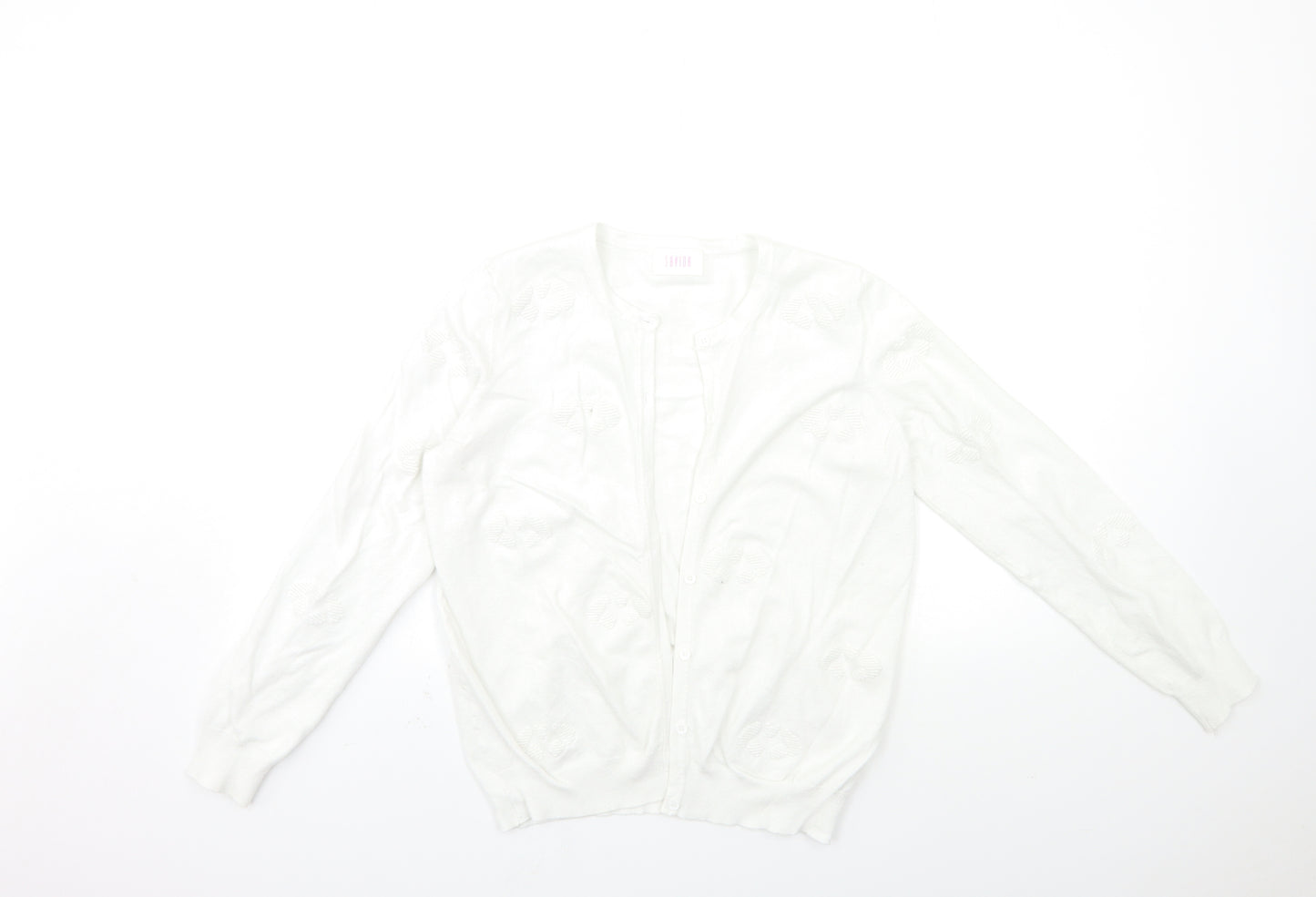 savida Womens White  Knit Cardigan Jumper Size L