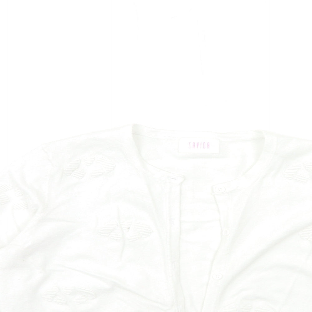 savida Womens White  Knit Cardigan Jumper Size L