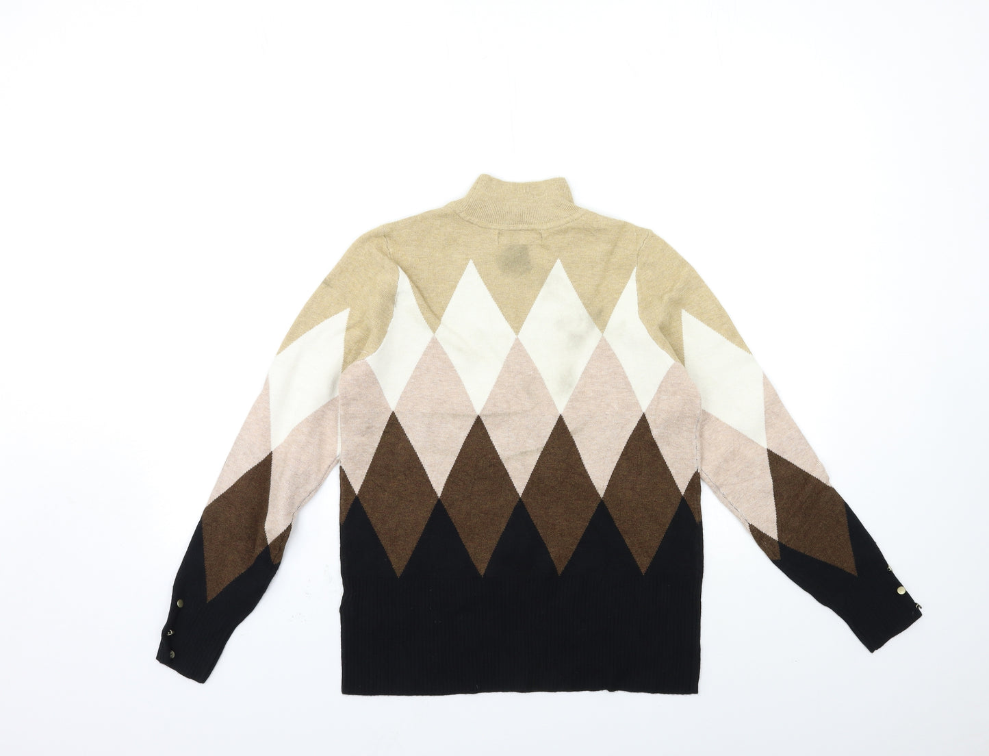 Marks and Spencer Womens Beige Check Knit Pullover Jumper Size 12