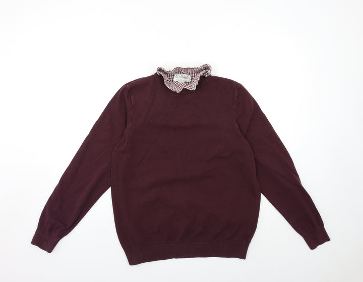 F&F Mens Red Knit Pullover Jumper Size L