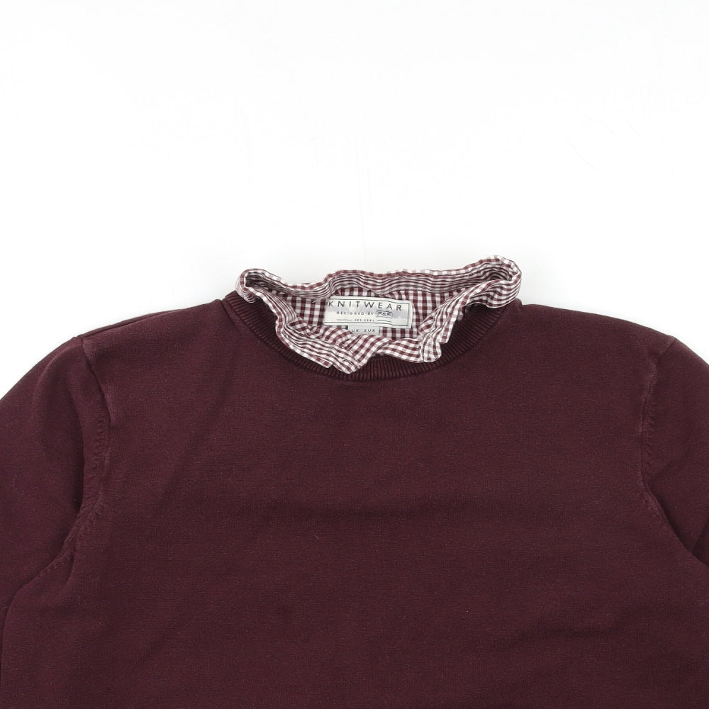 F&F Mens Red  Knit Pullover Jumper Size L