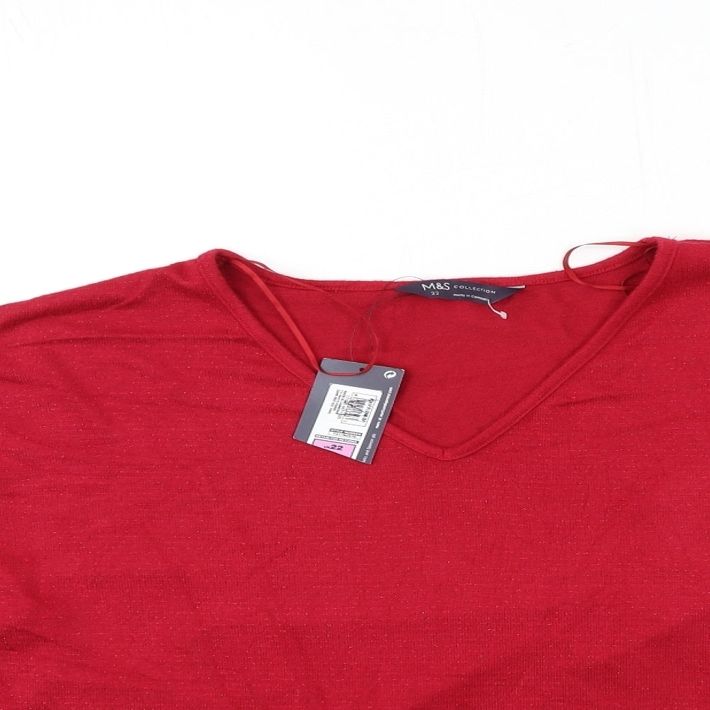 Marks and Spencer Womens Red  Knit Pullover Jumper Size 22