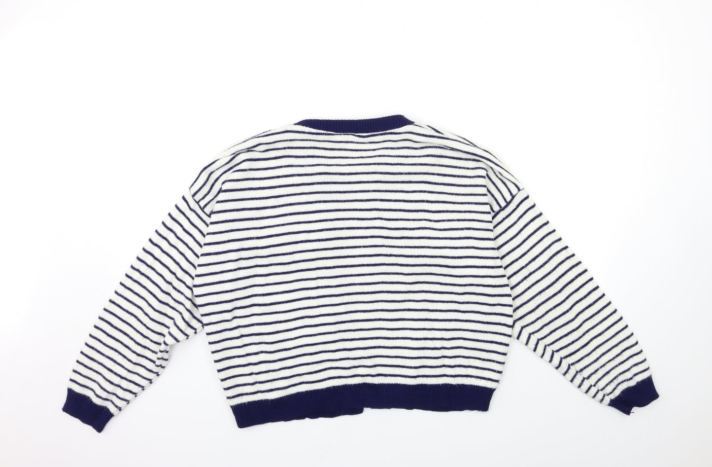 Dorothy Perkins Womens White Striped Knit Cardigan Jumper Size M